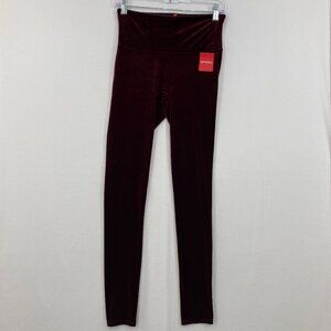 New SPANX Rich Burgundy Velvet Comfy Stretch Pull-on Leggings size Medium